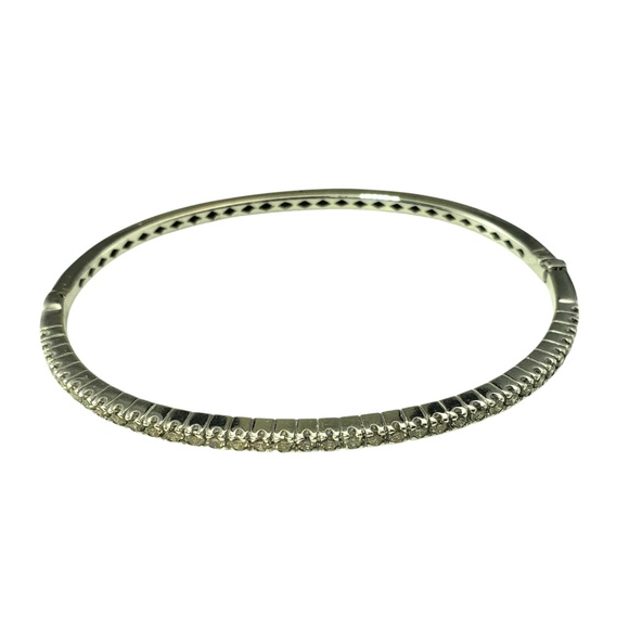 18 Karat White Gold Champagne Diamond Bangle Bracelet #20789 - Picture 2 of 8